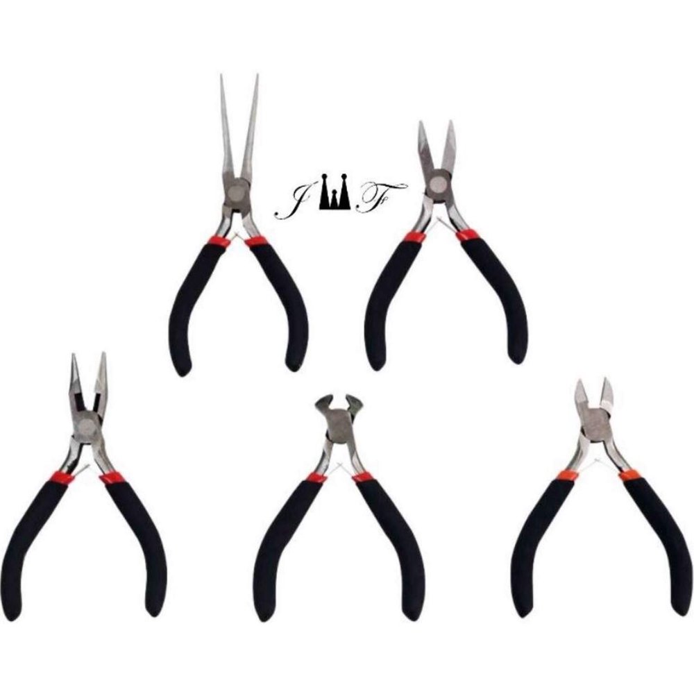 5 PC Mini Pliers Set Pack 4 ½” Mini Long Needle Nose Pliers, 4 ½” Mini Bent...