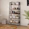 thumbnail image 4 of Bingirl 5 Tier Bookshelf Narrow Home Office Book Shelf Display Rack Rustic Brown Storage Organizer with Open Shelves with Metal Frame for Bedroom Kitchen Living Room, 4 of 7