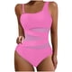 thumbnail image 2 of Trajes de baño de una pieza para mujer, traje de baño de bikini con tirantes y espalda descubierta de color liso para mujer, 2 of 5