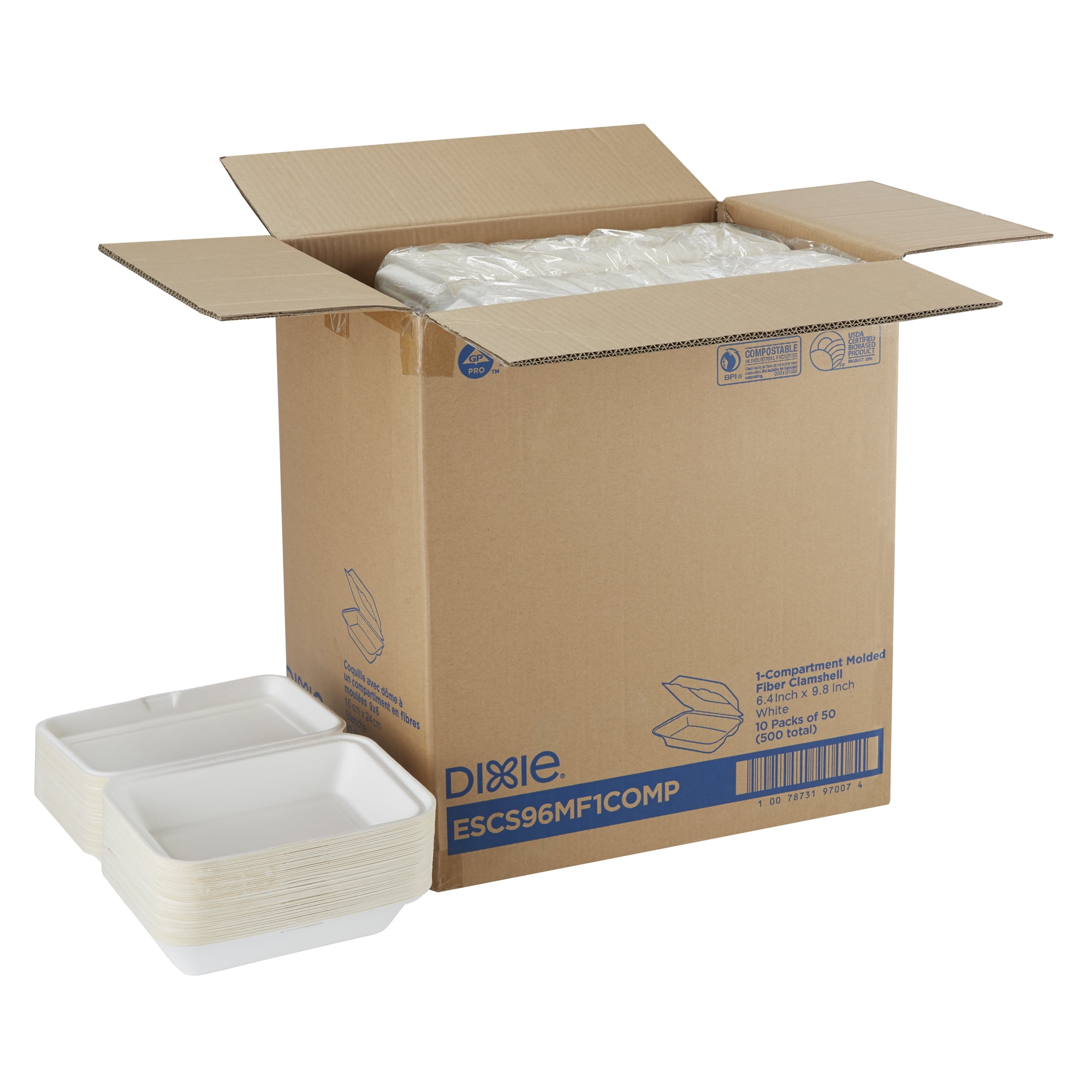 Dixie® Molded Fiber Clamshell TakeOut Container, 9