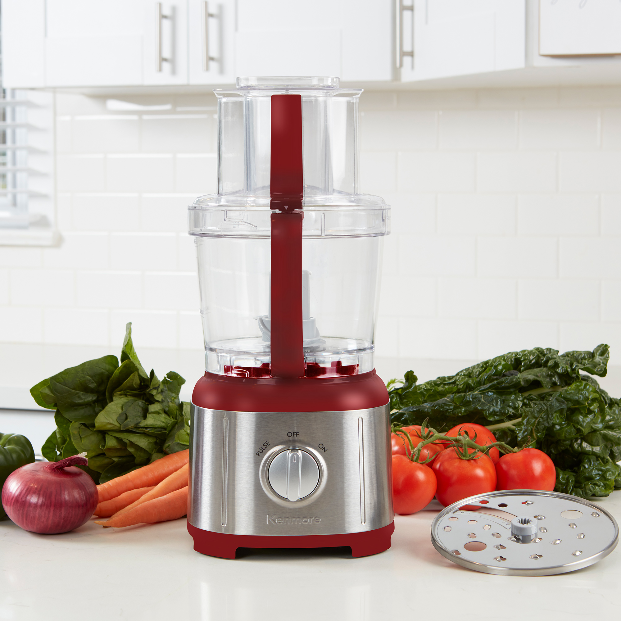 Kenmore 11-Cup Food Processor and Vegetable Chopper, Red and Silver