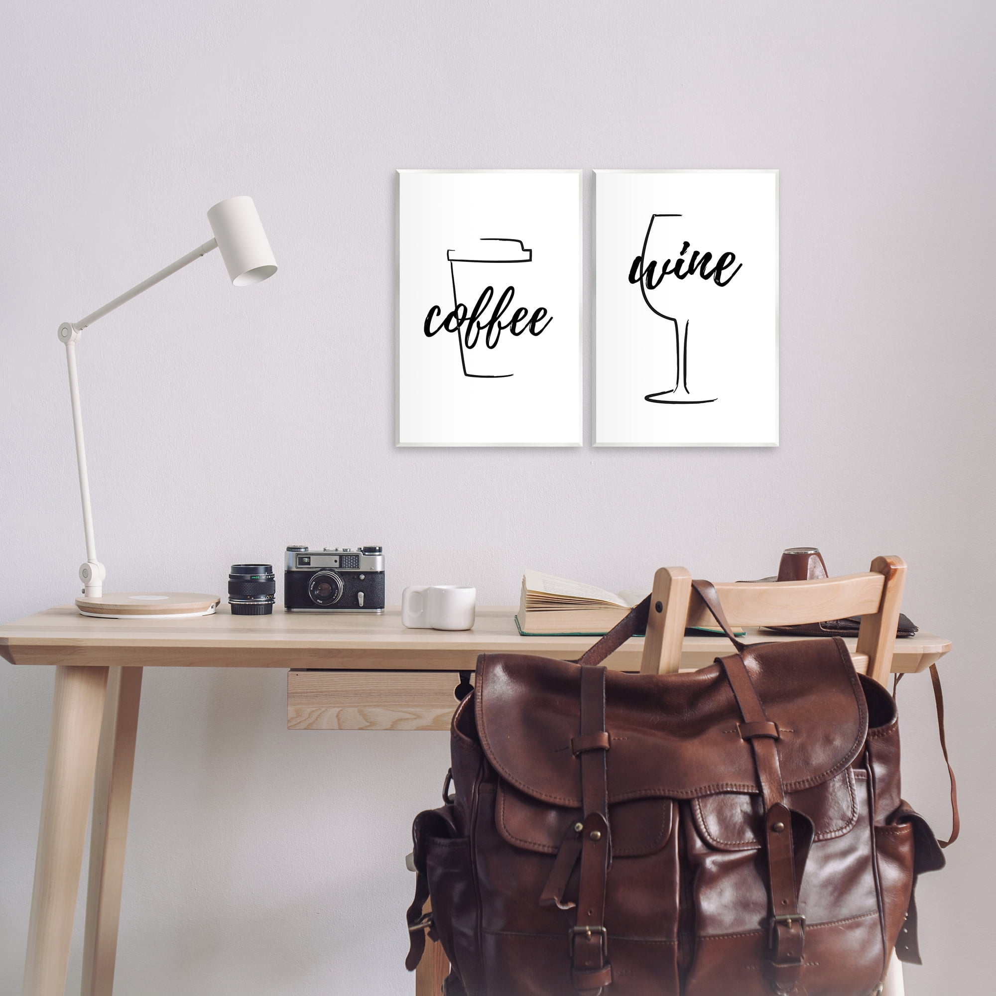 Stupell Industries Simple Coffee Wine Drawing Food & Beverage Painting Unframed Art Print Wall Art, 10 x 15, Set of 2