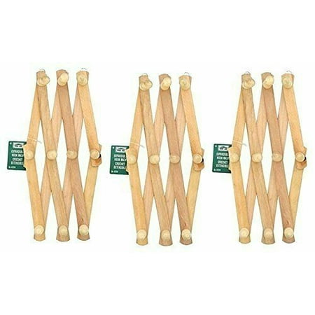 - Lot Of 3 - Home-Aide Expandable Hook Wood Wall Peg Rack - Wooden Expanding Accordian Style