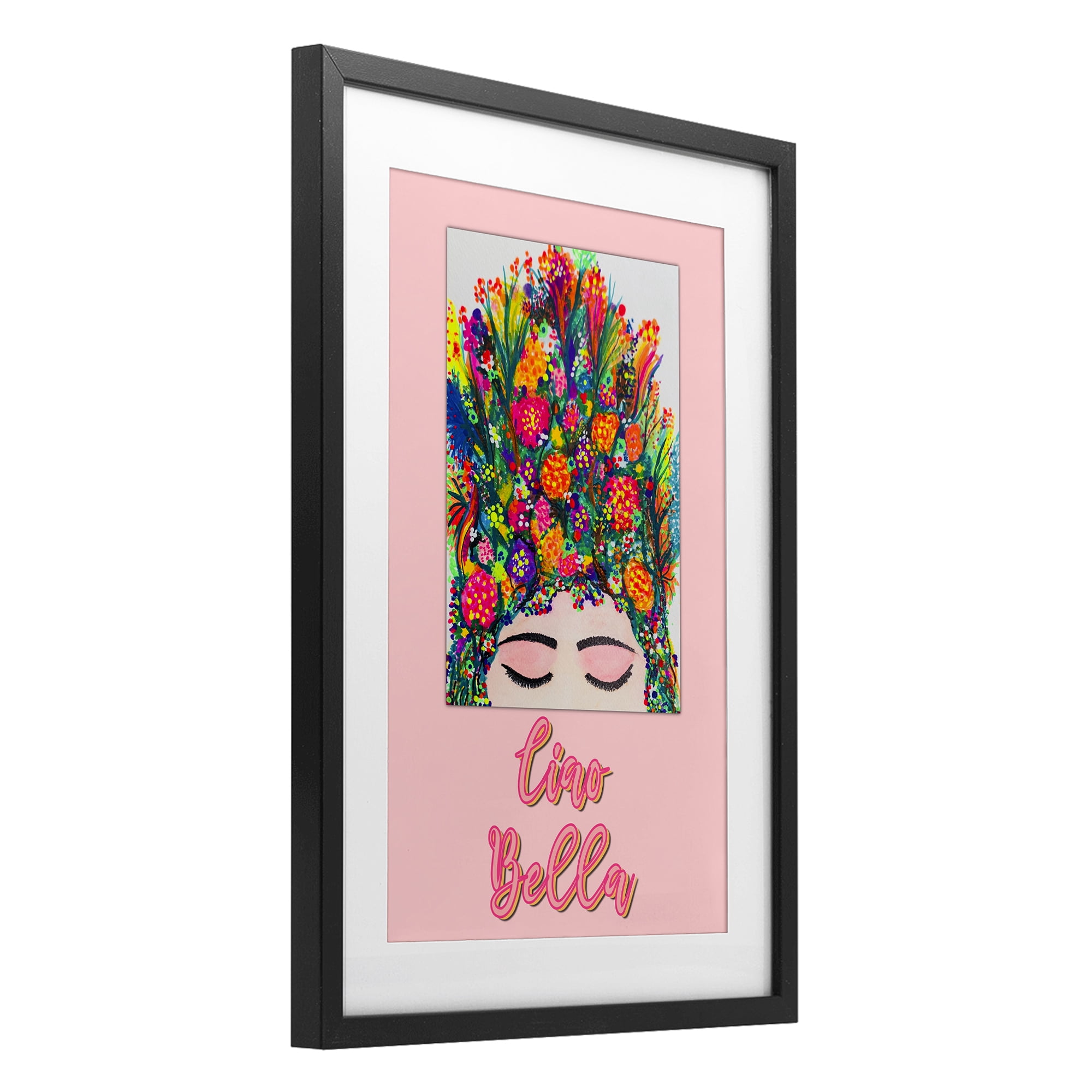 Stupell Industries Ciao Bella Floral Woman Black Framed Print Under Glass, design by Pooja Dave