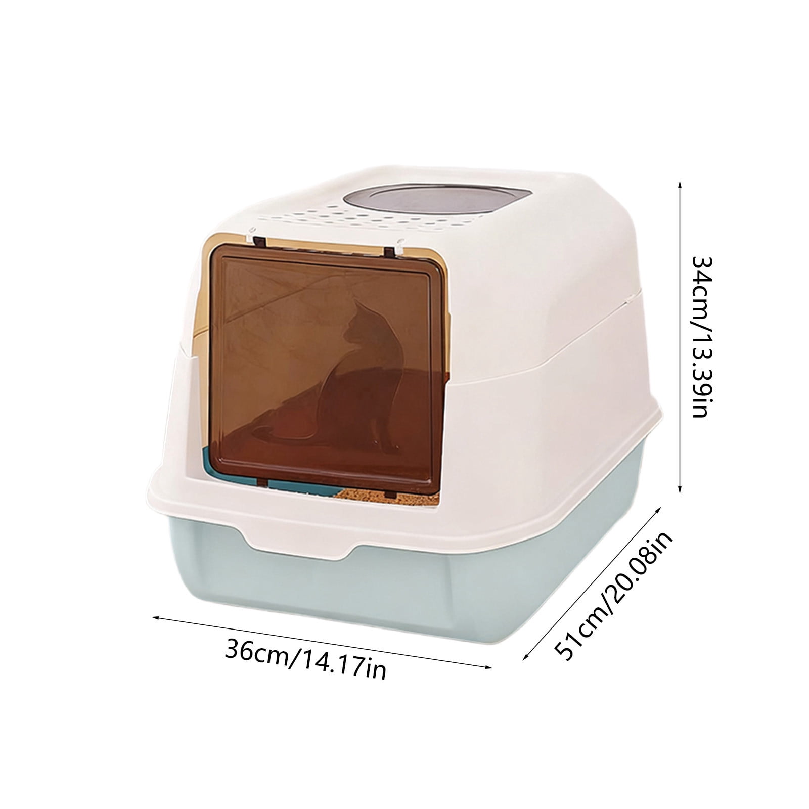 Large Fully Enclosed Cat Litter Box, Odor-Proof and Splash-Proof Cat Toilet, with Litter Shovel, Covered Litter Pan, Blue EARKITY