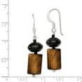 thumbnail image 2 of 925 Sterling Silver Black Agate Black/Glass Bead/Tigers Eye Earrings; for Adults and Teens; for Women and Men, 2 of 2
