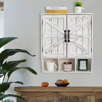 ABBSR 19x23in. Wooden Bathroom Wall Cabinet,White Rustic Farmhouse Hanging Storage Shelves