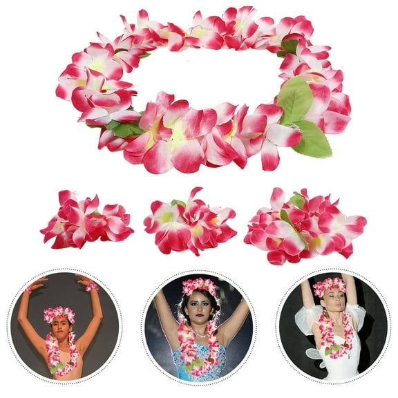 FRCOLOR 1 Set Hawaiian Necklace Tropical Luau Hawaii Wreath Headband Garland Bracelet
