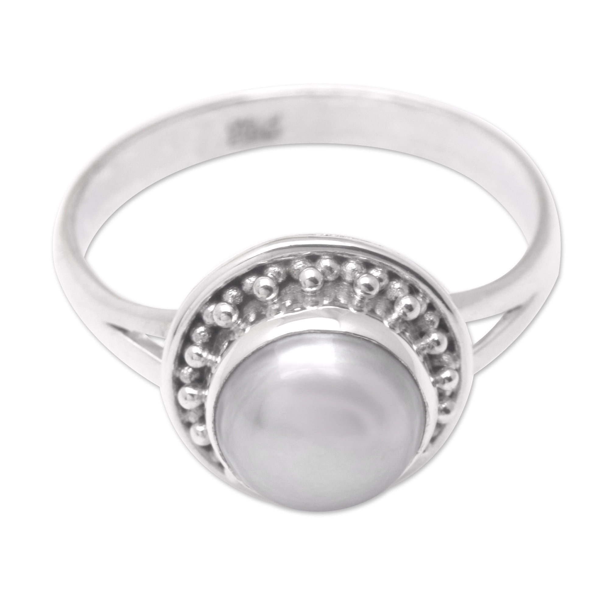 PEORA Sterling Silver Freshwater Pearl Halo Knot Ring - 8.5mm Round, Sizes 5-9