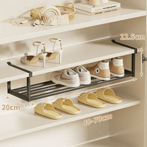 Bxaolu Expandable Under Cabinet Shelf, Extendable Under Shelf Storage with Thick Clips for Pantry Cabinet, Laundry Room, Shoe Rack.(Black, 1 Pack, Interior: 3.94" H x 7.87" D)