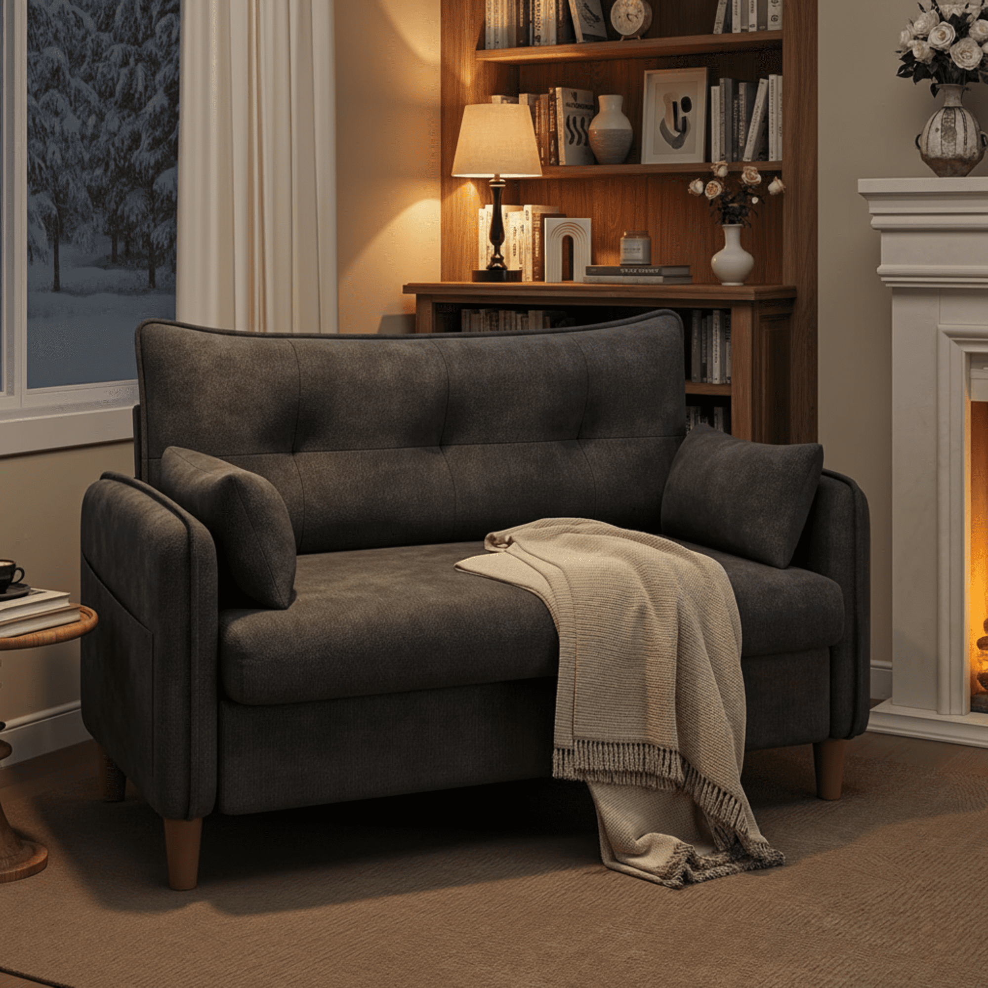 Gacale 50" Loveseat Couch with Tufted Design | Space-Saving Love Seat Sofa for Small Spaces, Bedroom, and Apartment, Gray