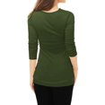 thumbnail image 5 of Top acanalado con botones y mangas largas con cuello vuelto para mujer Verde XL, 5 of 5