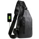 thumbnail image 1 of Mochila bandolera de piel para hombre con puerto USB, 1 of 8