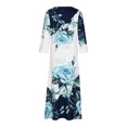 thumbnail image 5 of Herrnalise Women's Casual V-Neck Button Mid-Length Sleeve Printed Long Dresses S-4XL, 5 of 6