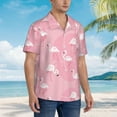 thumbnail image 5 of Balery Pink Flamingos and Flowers Print Men's Hawaiian Shirts Short Sleeve Beach Shirt Relaxed Fit Vacation Button Down Shirts-XX-Large, 5 of 9