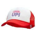 thumbnail image 2 of Level Up Embroidered Two Tone Polyester 5 Panel Foam Front Mesh Back Cap - White Red OSFM, 2 of 5