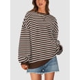 thumbnail image 3 of PRETTYGARDEN Womens Striped Oversized Sweatshirt Color Block Crew Neck Long Sleeve Casual Loose Pullover Top Y2K Clothes, 3 of 9
