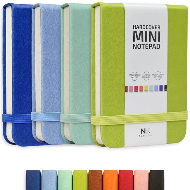 Cuaderno NeatVilla A7 7,6 x 10,7 cm tapa dura de cuero sintético, paquete de 4