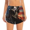 thumbnail image 3 of Uemuo Cyberpunk Skull American Flag Pattern Women's Athletic Shorts High Waisted Running Shorts with Liner Pockets Gym Elastic Workout Shorts-X-Large, 3 of 9