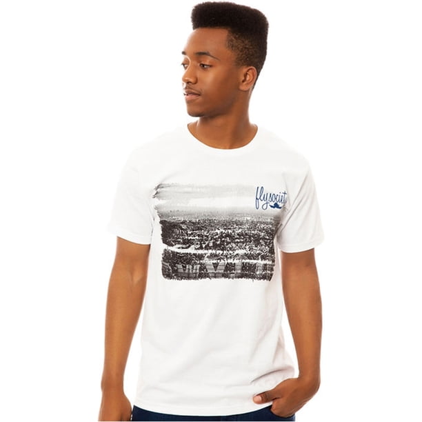 Fly Society The Skyline - Camiseta gráfica para hombre, color blanco, pequeña
