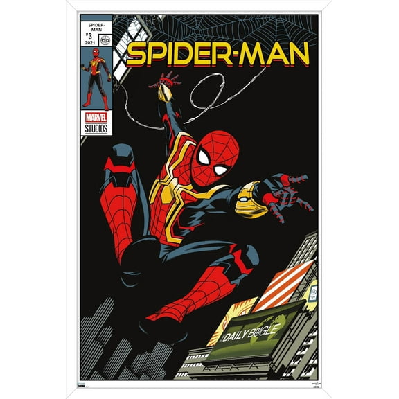 Marvel Spider-Man: No Way Home - Swinging Comic 16.5" x 24.25" Framed Poster, by Trends International