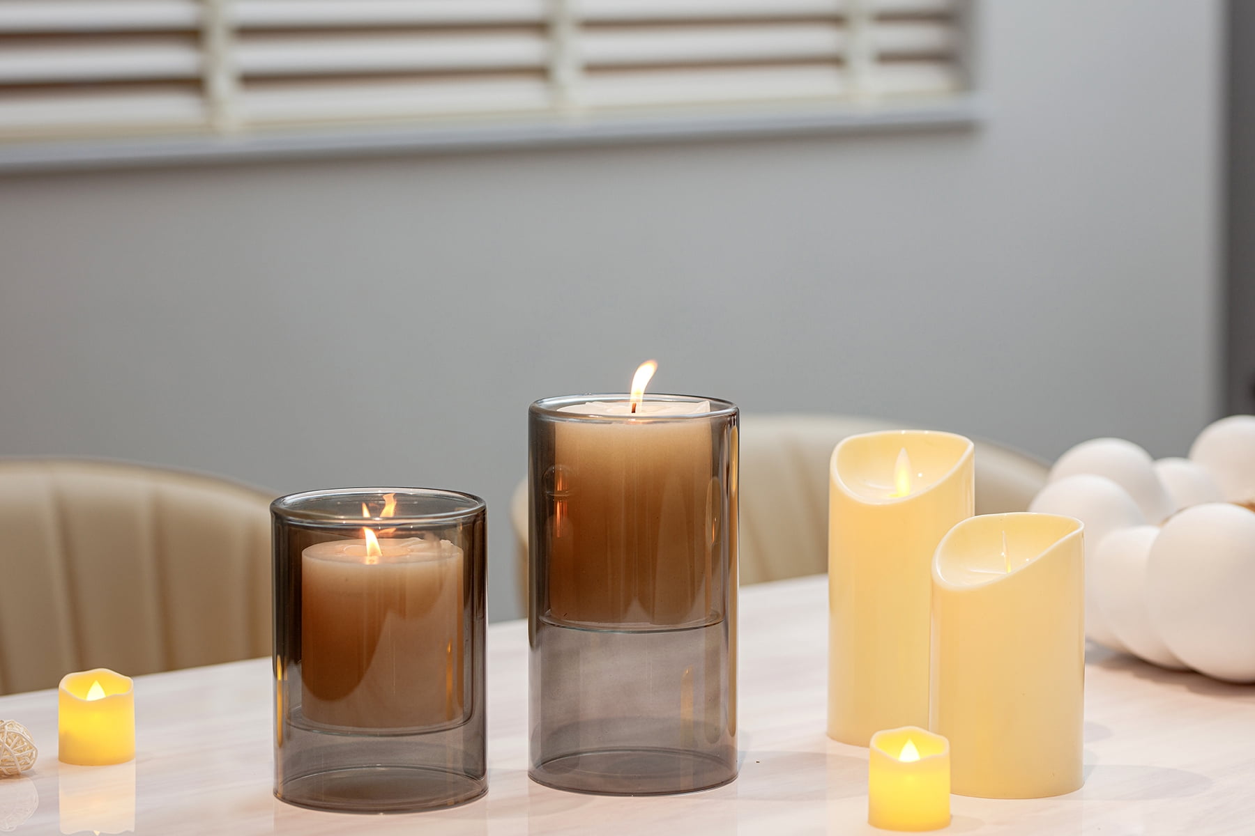 Mainstays Smoke Floating Glass Home Candle Holder Medium