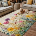 thumbnail image 2 of Fsddascl Spring Floral Outdoor Rug for Patio/Deck/Porch, Non-Slip Large Area Rug 4 x 6 Ft, Summer Botanical Watercolor Flowers Pastoral Indoor Outdoor Rugs Washable Area Rugs, Camping Rug Carpet, 2 of 5
