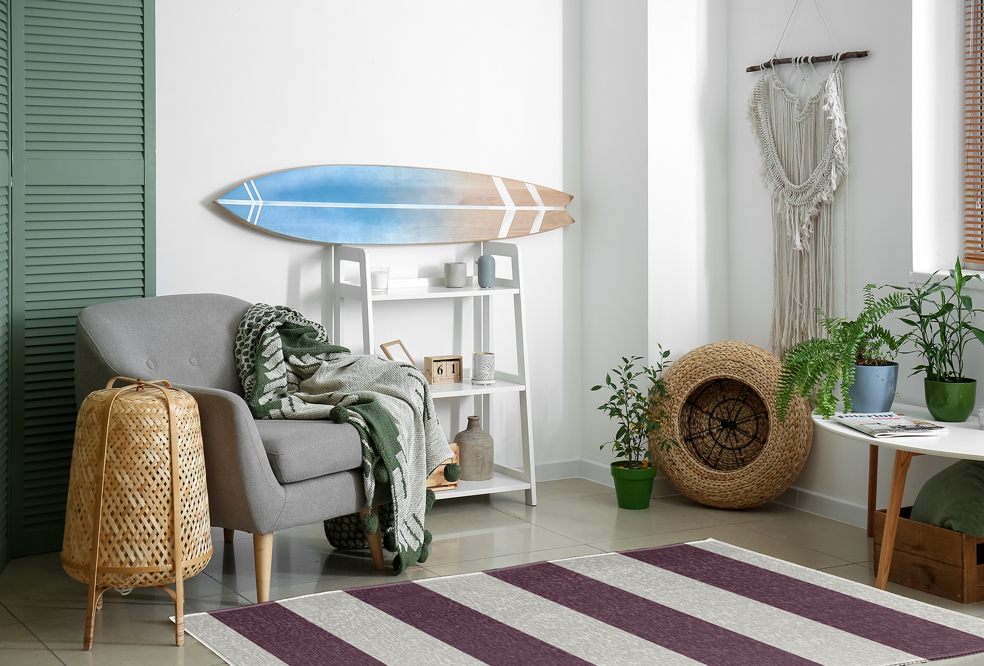 Simply Daisy 4' x 6' Graduated Stripe Chenille Rug, Dusty Purple