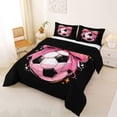 thumbnail image 2 of Erosebridal Pink Bowknot Queen Comforter Set For Girls,Football Games Bedding Comforter Set For Kids,Reversible Black 3 Pieces, 2 of 7