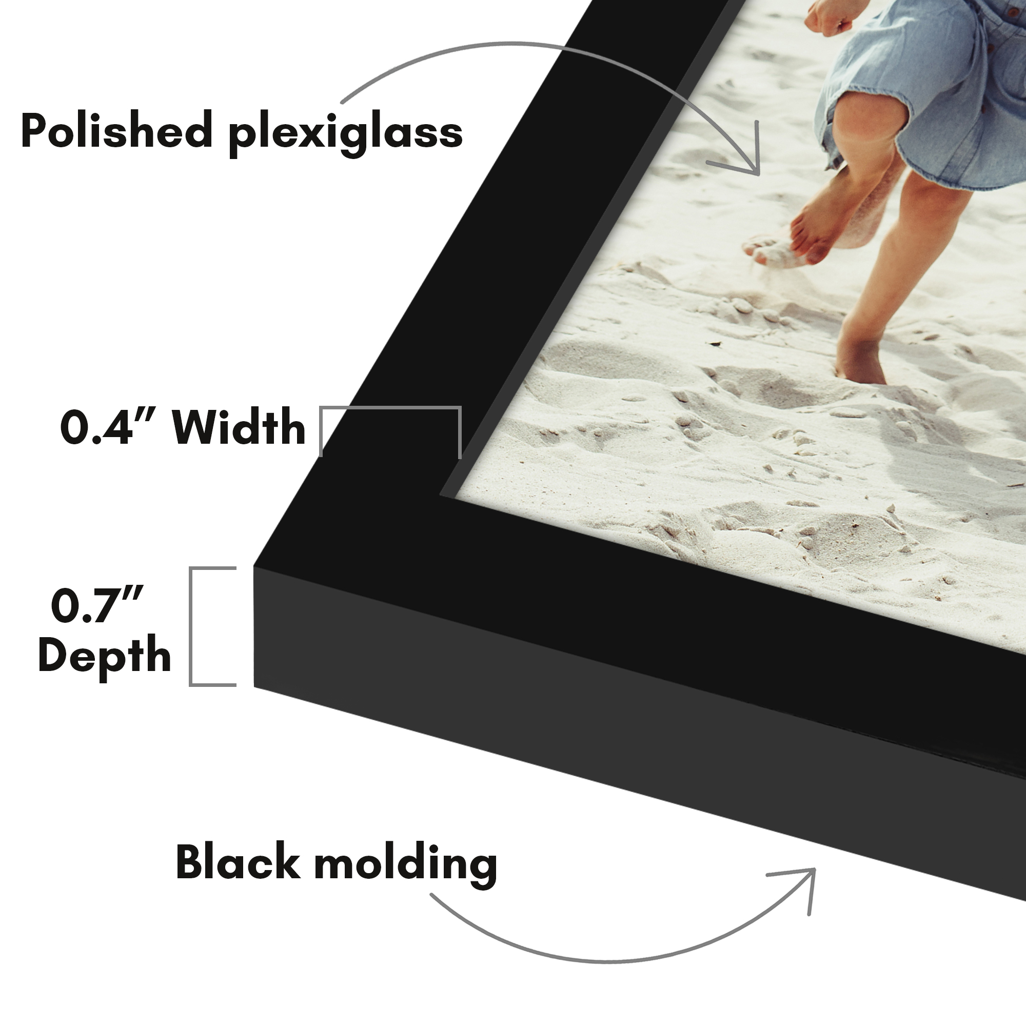 Americanflat 14x16 Picture Frame with Polished Plexiglass Streamline Collection Thin Border Wall - Black