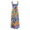 thumbnail image 3 of Women Printed Slip Dress, Adults Summer Sleeveless Tie Up Boat Neck Maxi One-piece, 3 of 10