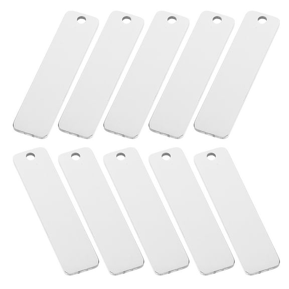 ROSENICE 10Pcs Metal Key Blank Rectangle Stamping Blanks Key Chain Silver Engravable Pendant