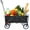 Black, variant on Folding Wagon Cart Collapsible Outdoor Utility Wagon Heavy Duty Garden Carts Portable Grocery Wagon Adjustable Handle Beach Camping Wagon Carts with Cup Holders for Sports Shopping Garden, Blue