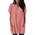 thumbnail image 2 of Hfnxid Women Lightweight Dress Henley Short Sleeve Shirt Loose Fit Tunics Pullovers Top with Pockets Casual Leggings Blouse Pink XXL, 2 of 6