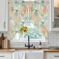 thumbnail image 6 of Teal Red Coastal Swag Valances for Windows, Kitchen Curtains 36 Inch Length 2 Panels Set, Jellyfish Nautical Beach Coral Starfish Short Curtains for Small Windows Rod Pocket Cafe Curtains 28"x36", 6 of 8