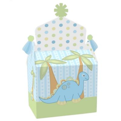 Baby Boy Dinosaur - Treat Box Party Favors - Baby Shower or Birthday Party Goodie Gable Boxes - Set of 12