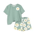thumbnail image 6 of Amidoa Girls 2 Piece Outfits Summer Clothes Short Sleeve Floral Print Cute T-Shirt and Casual Shorts Kids Clothing Sets,Green Size 11, 6 of 6