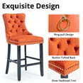 thumbnail image 5 of Velvet Counter Height Chairs Set of 2, 27'' Modern Button Tufted Bar Stools with Back and Footrest, Velvet Upholstered Bar Chair with Nail Head Trim and Pull Ring for Kitchen, Home Bar, Orange, 5 of 7