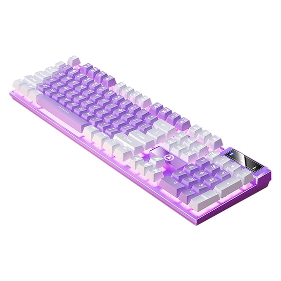 Gaming Keyboard USB Wired, Floating Ergonomic Mechanical Feeling Keyboard, Ultra-Slim LED Backlit for Desktop Computer