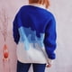 thumbnail image 2 of Gibobby Sueteres Para Mujeres Calientitos Elegantes Suéter casual de manga larga con cuello redondo para mujer con combinación de colores gradual(Azul celeste,M), 2 of 6