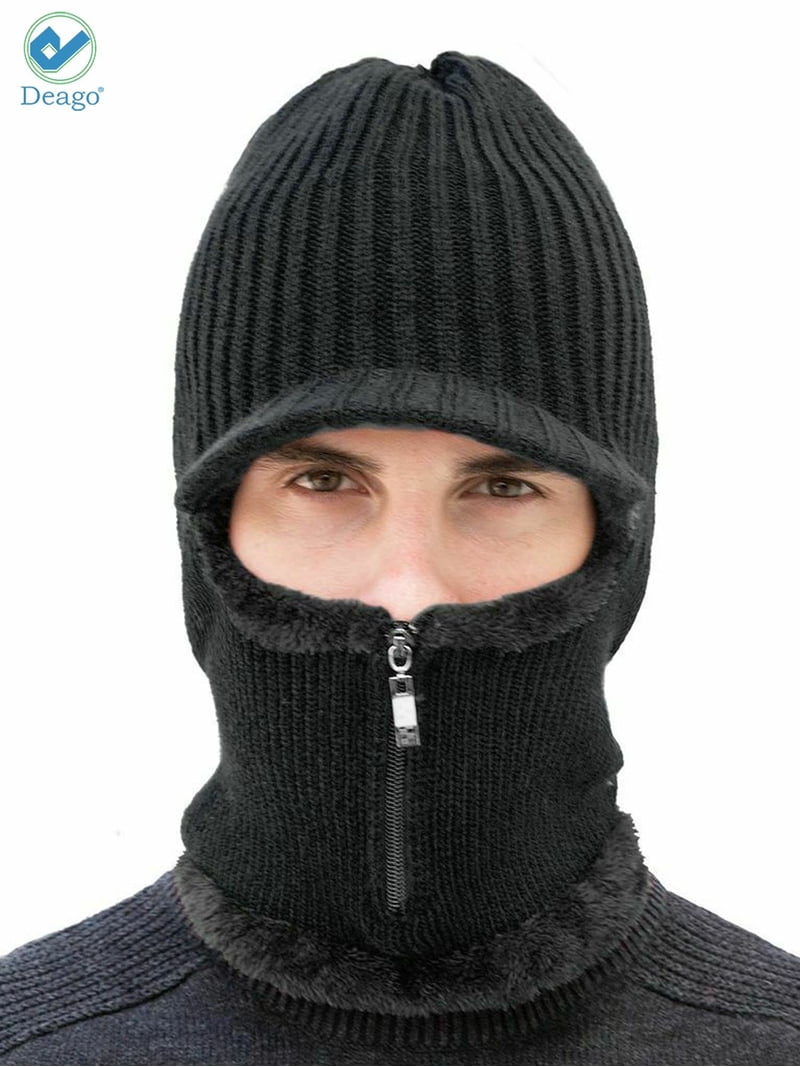 Deago Men Winter Knitted Balaclava Beanie Hat Scarf Set Warm  display picture 1