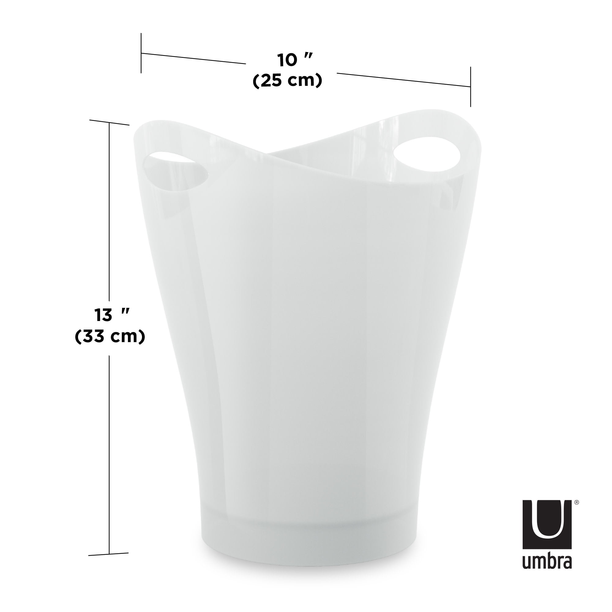 Umbra 2.25 gal Garbino Plastic Open Top Bathroom Trash Can, White