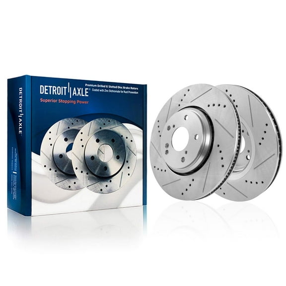 Detroit Axle - 12.28" inch Front Drilled and Slotted Disc Brake Rotors for 2017-2020 Honda Civic 2016-2017 Accord 2017-2022 Acura ILX