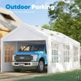 thumbnail image 2 of Quictent 12x20 ft Heavy Duty Carport Canopy Galvanized Car Tent Outdoor Garage Boat Shelter with Reinforced Structure with Roll-up Ventilated Windows Sidewall - White, 2 of 8