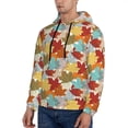 thumbnail image 2 of KLL Fall Maple Leaves Print Mens Hoodie Long Sleeve Casual Pullover Hooded Sweatshirt Fashion Drawstring Hoodies with Pocket-3X-Large, 2 of 6