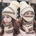 thumbnail image 3 of SPRING PARK 3Pcs Lined Womens Beanie Knit Hat, Winter Scarf Face cover Set,Girls Warm Hat Earmuffs Cap, 3 of 3