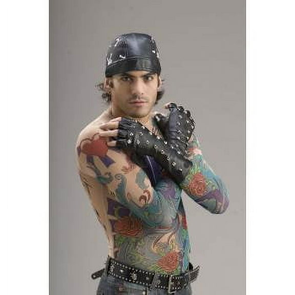 STUDDED FINGERLESS GLOVES