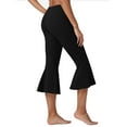 thumbnail image 5 of Ahdbta Women's Bootcut Yoga Capri Pants Stretch Causal Athletic Flare Capri Slacks Pull On Ruffle Dance Leggings with Pockets, 5 of 9