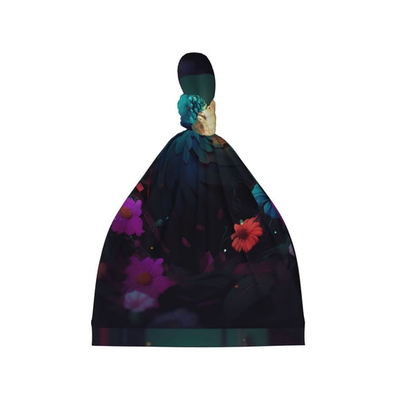 Picia Colorful Flower Bird Printed Preemie Hats for Baby Girls Cotton Premature Knot Hats Newborn Hospital Cap Warm Knot Beanie Nicu for Preemie Girls and Boys