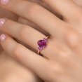 thumbnail image 4 of Gem Stone King 18K Rose Gold Plated Silver Red Created Ruby and Pink Moissanite Engagement Ring for Women | 2.46 Cttw | Oval 9X7MM | Gemstone July Birthstone | Size 8, 4 of 6